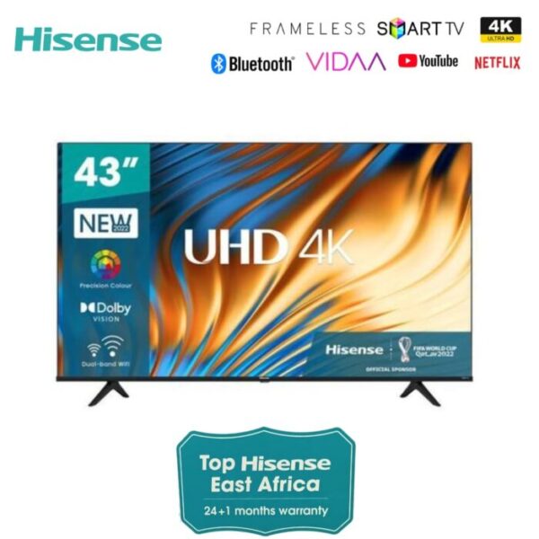 Hisense 43 inch Smart TV 4K UHD 43A6HKEN Frameless with Bluetooth