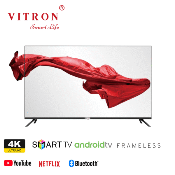 Vitron 55 Inch Smart TV Android 12 HTC5568US 4K UHD with Bluetooth, Netflix,Youtube, Voice Remote, Slim Frameless